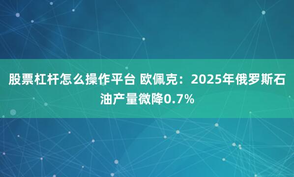 股票杠杆怎么操作平台 欧佩克：2025年俄罗斯石油产量微降0.7%